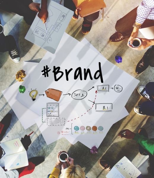 Group of people planning on business brand